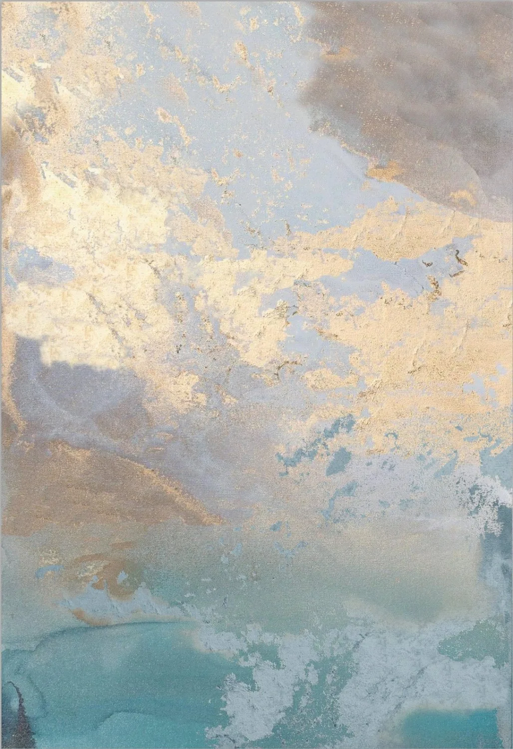 Wilton-teppe - Lesley (blå/grå/turkis) (Størrelse: 240 x 240 cm (firkantet form))