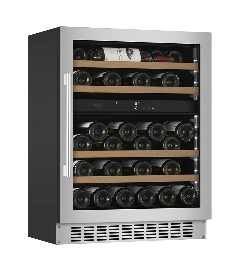 Einbau-Weinkühlschrank 60 cm - mQuvée WineCave 700 60D Edelstahl, rostfrei, 2 Temperaturzonen, 700 mm hohe Tür
