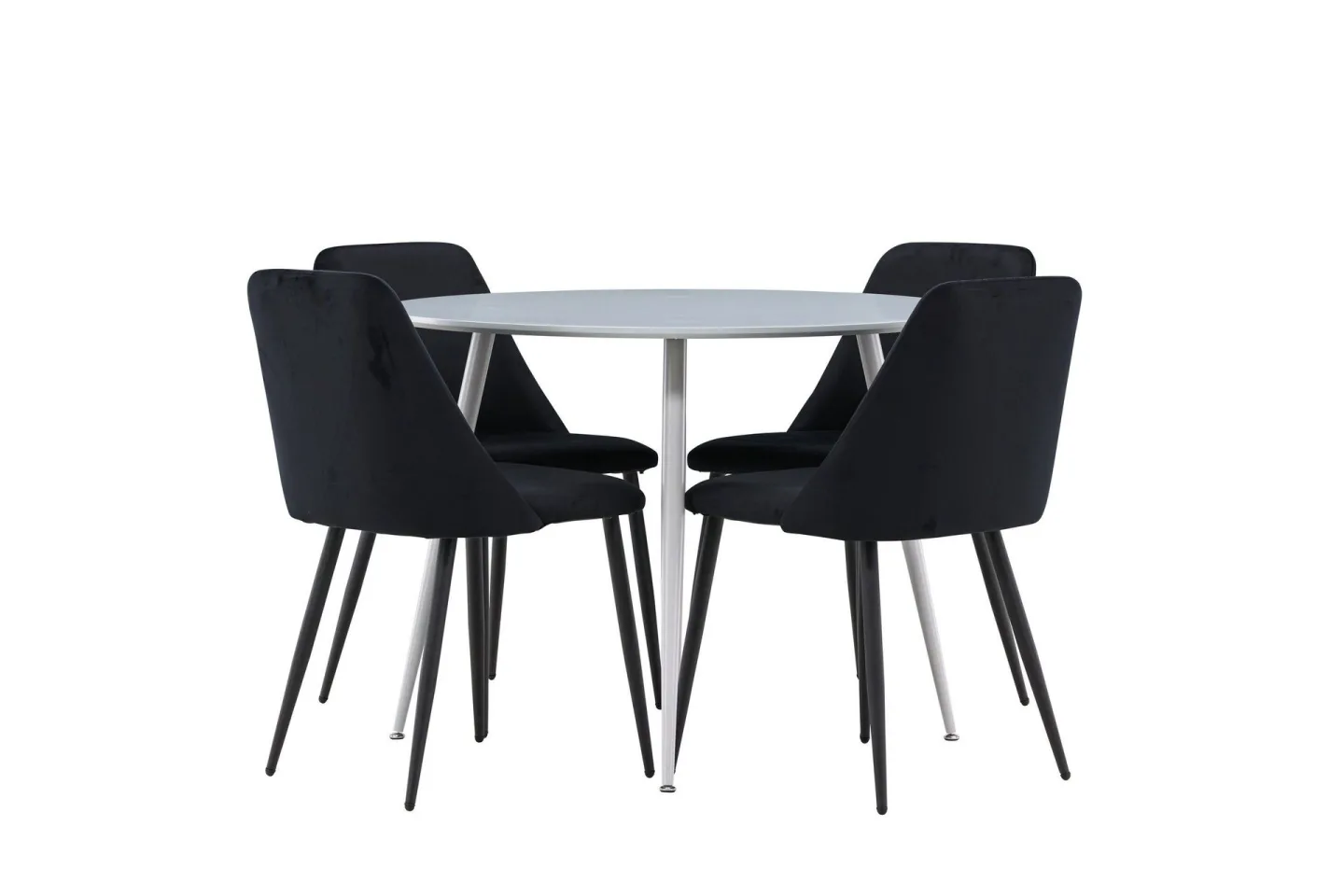 Plaza Matgrupp 100 cm Rund med 4 Night stolar - Grå/Svart