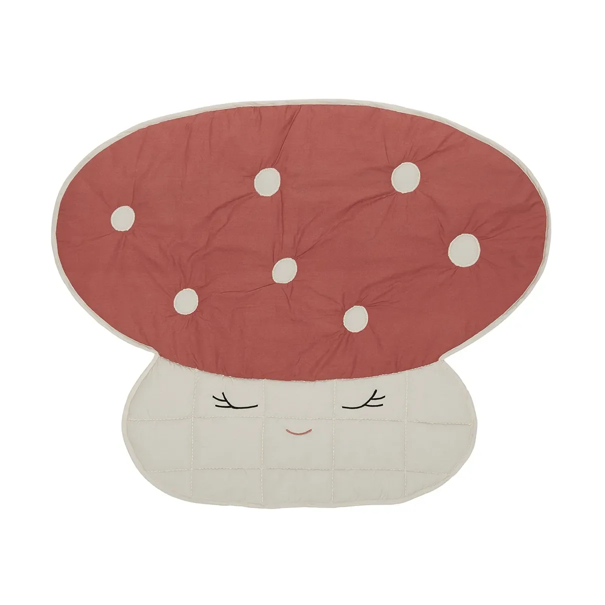 OYOY Mushroom Quiltad Decke Offwhite-red