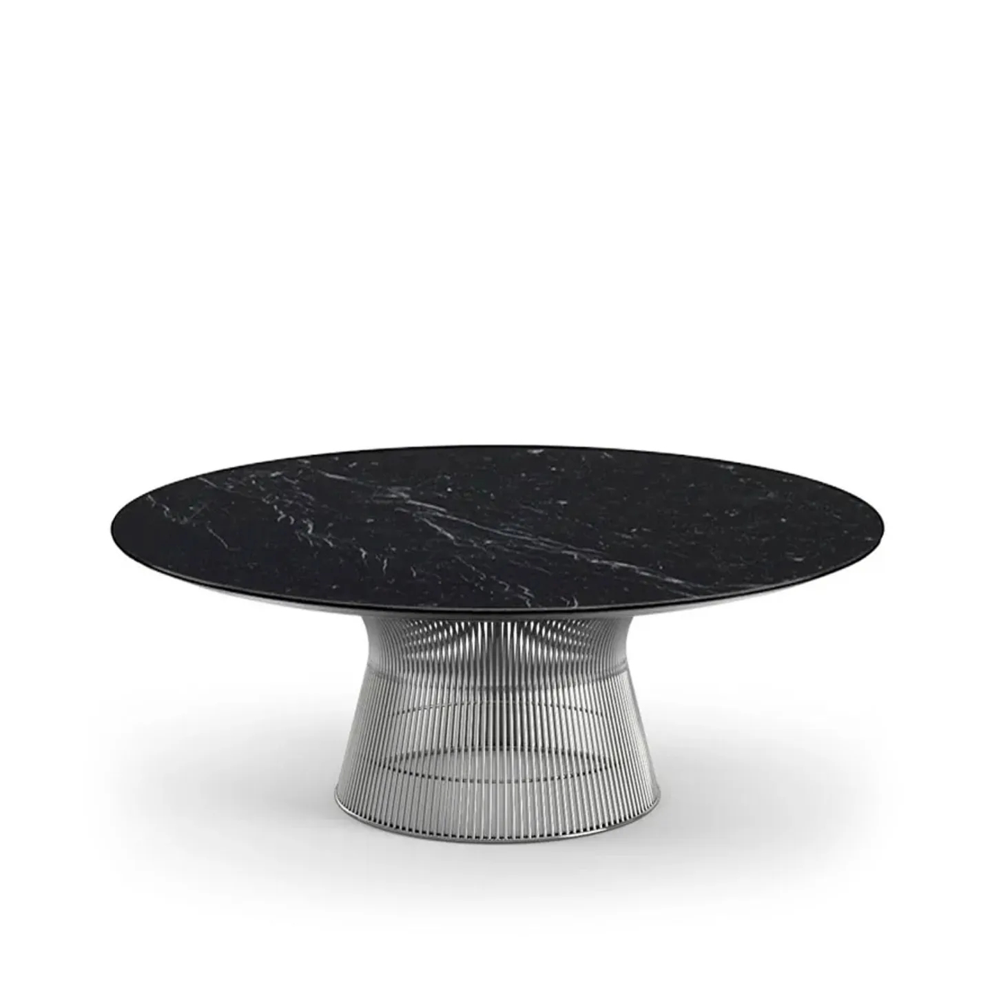 Knoll - Platner soffbord underrede i Polerad nickel, Ø 107 cm, skiva i svart Marquina marmor - Soffbord - Warren Platner