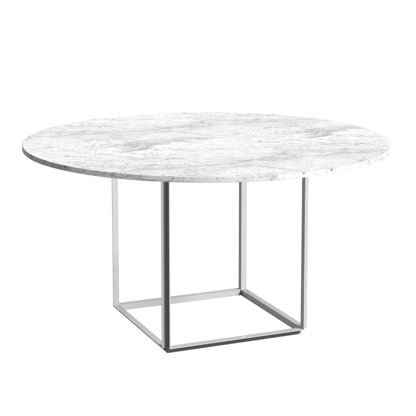New Works - Florence Dining Table - Ø145, Skiva: Marmor - Vit Carrara, Underrede: Vit - Matbord - Josefine Hedemann,Knut Bendik Humlevik - Vit - Metall/Sten
