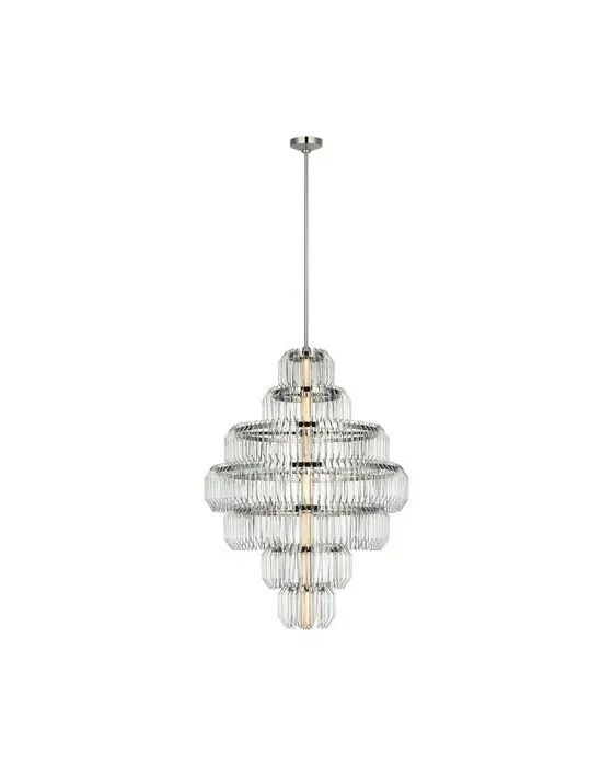 Killarney 32" Layered Chandelier Nickel/Clear Crystal