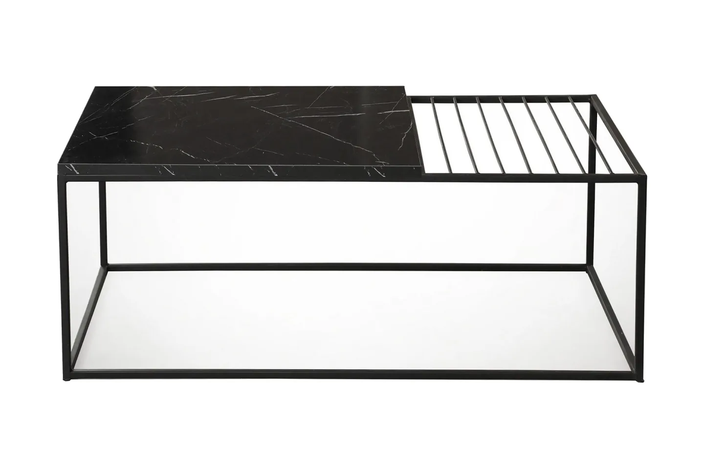 Falan Soffbord 95 cm Marmormönster Ribbor - Svart