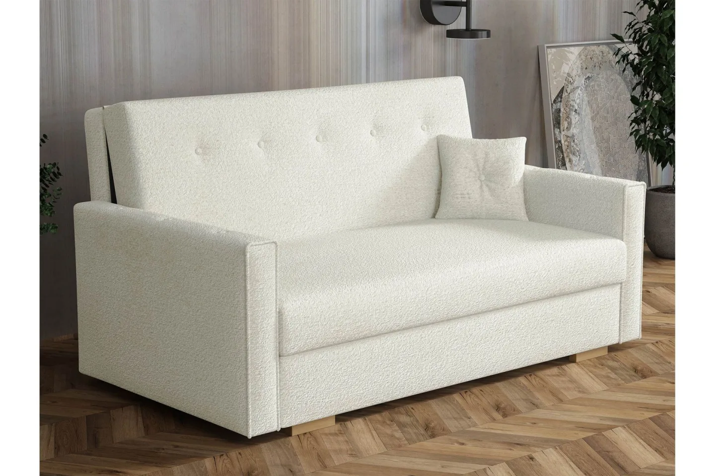 Ajiz Bäddsoffa 3-sits i Bouclé - Vit