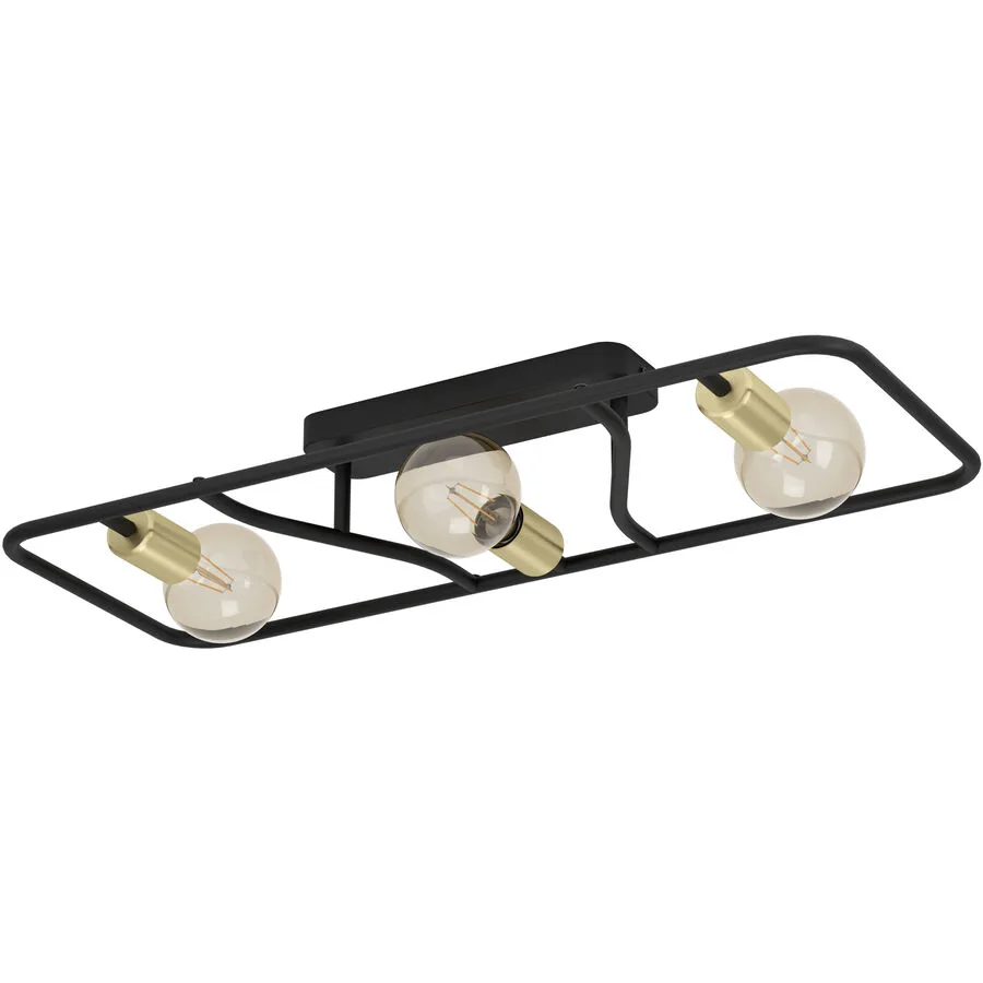 Eglo Deckenlampe Messinaro Schwarz Stahl 28 cm 11.5 cm - Farbe: Schwarz/Messing