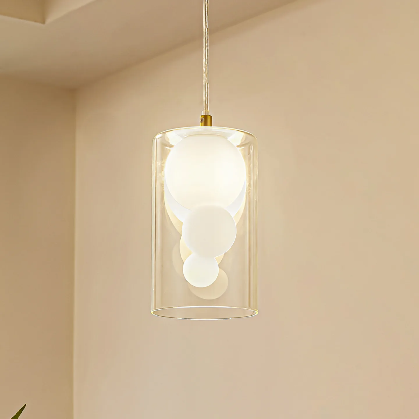 Kupla Pendelleuchte Opal/Klar - Lindby - Wohnzimmer - Modern - Glas - Einflammig