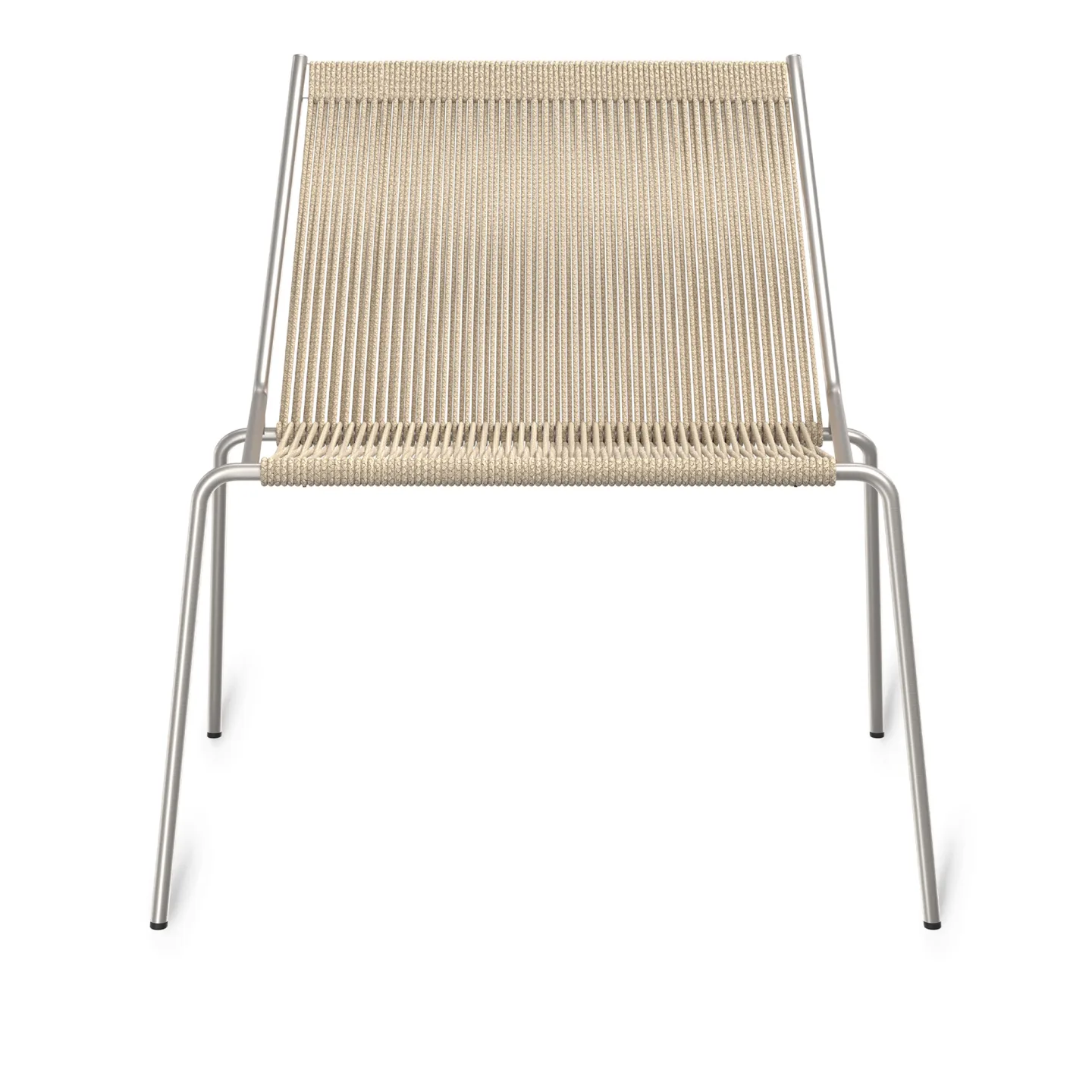 Thorup Copenhagen - Noel Lounge, Brushed stainless steel base, Upholstered seat and back, linen flag halyard, natural - Fåtöljer - Kasper Thorup - Silver - Metall/Textilmaterial