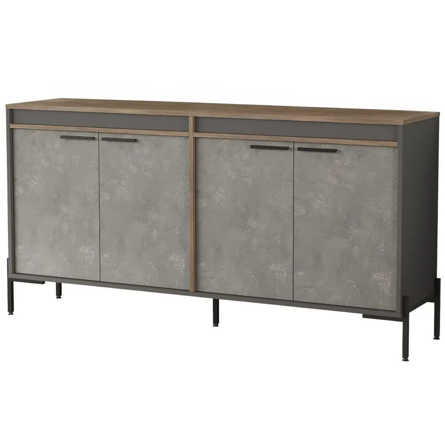 Schrank Yemek Braun, Grau, Anthrazit melaminbeschichtete Spanplatte B 184 cm H 91.6 cm