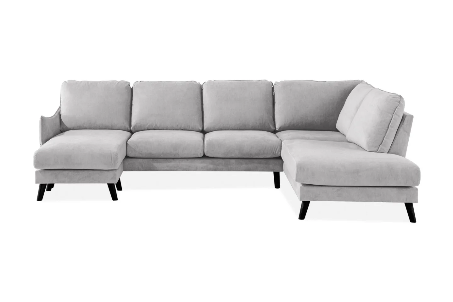 Trend Lyx 4-sits Högervänd U-formad Soffa med Divan och Schäslong i Tyg - Ljusgrå