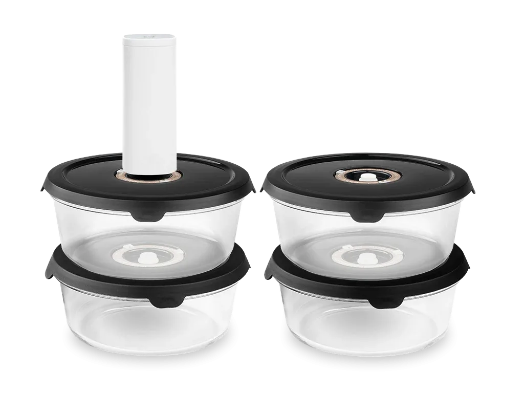 RUNDE VAKUUMGLASBEHÄLTER – 1400ML SET - 4 STÜCK