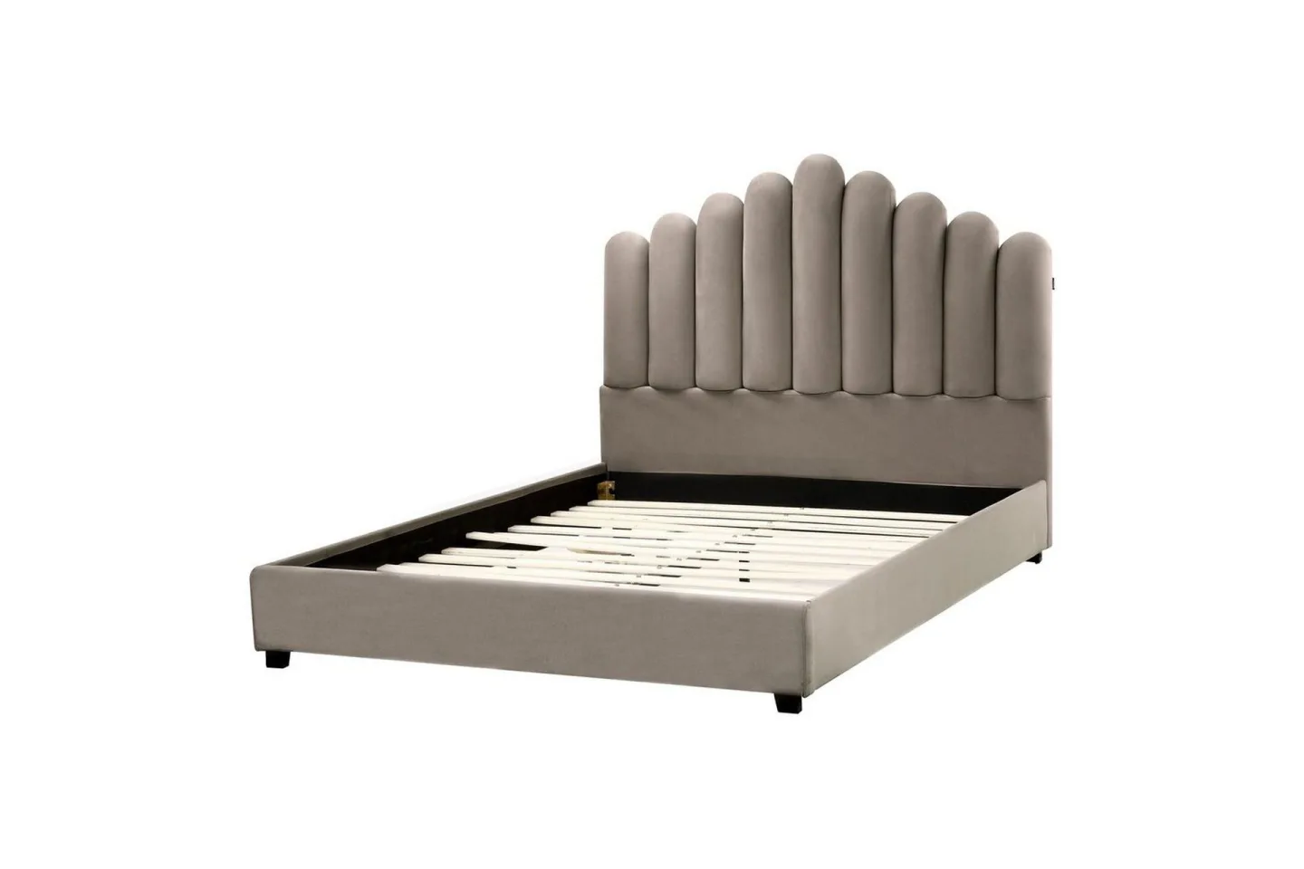 Säng med lamellram Vincennes - Taupe, svart, 140x200 cm