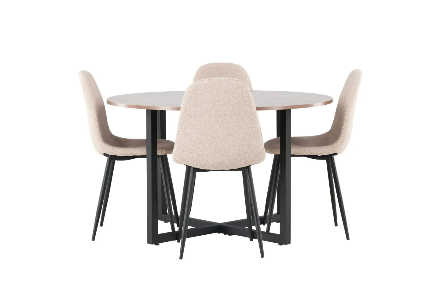 Durango Matgrupp 120 cm Rund med 4 Polar Stolar - Valnöt
