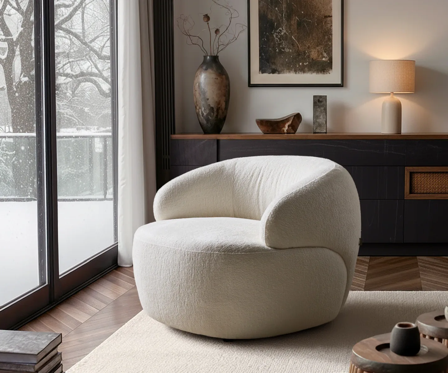Loungesessel Nova 88x88 cm Bouclé Soft Beige