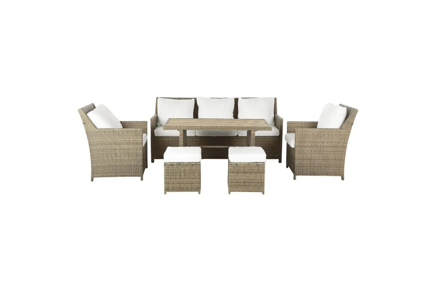 Loungegrupp med bord Fonti Vit/brun - Vit/brun