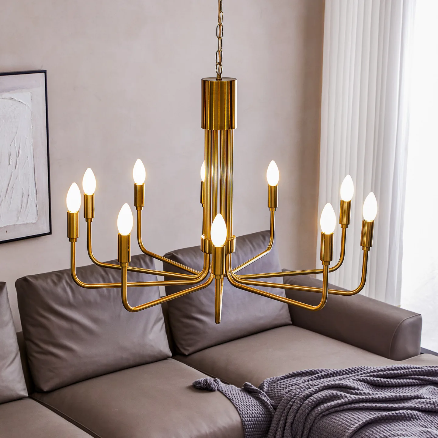 Elanova 10 Kronleuchter Brass - Lindby - Wohnzimmer - Antik - Metall - Mehrflammig