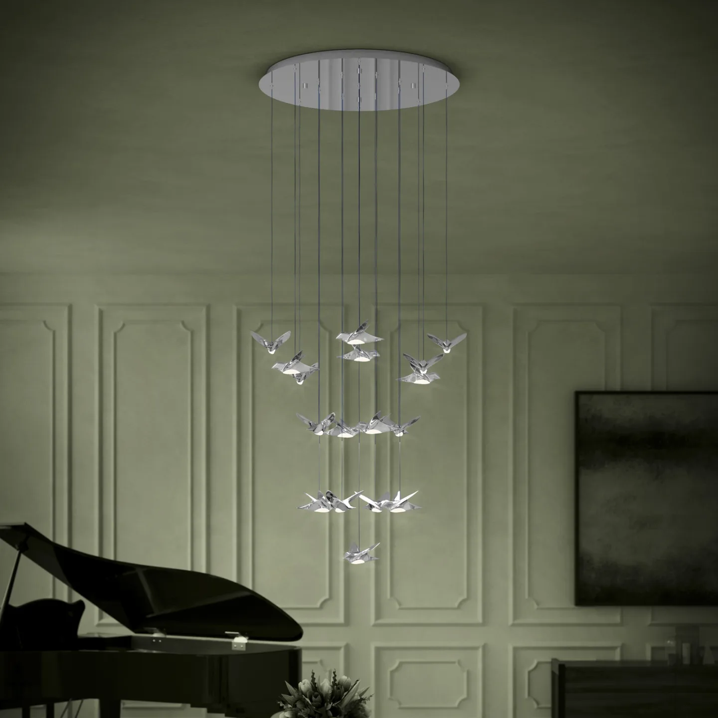 Paratebueno Hängelampe, chrom, rund - EGLO Stars Of Light - Esszimmer - Design - Metall - Mehrflammig