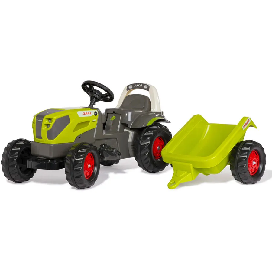 RollyKid Claas Axos 240 mit Anhänger Rolly Toys Grün Kunststoff - Farbe: Hellgrün/Grau