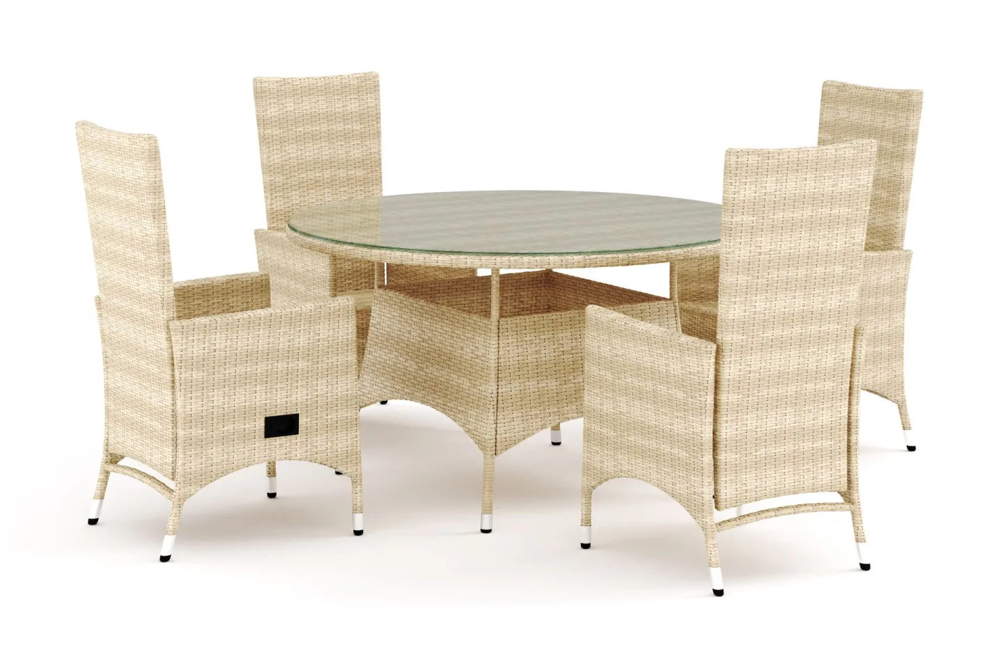 Thor utomhus rund matgrupp 140 cm med 4 Jenny matstolar - Beige