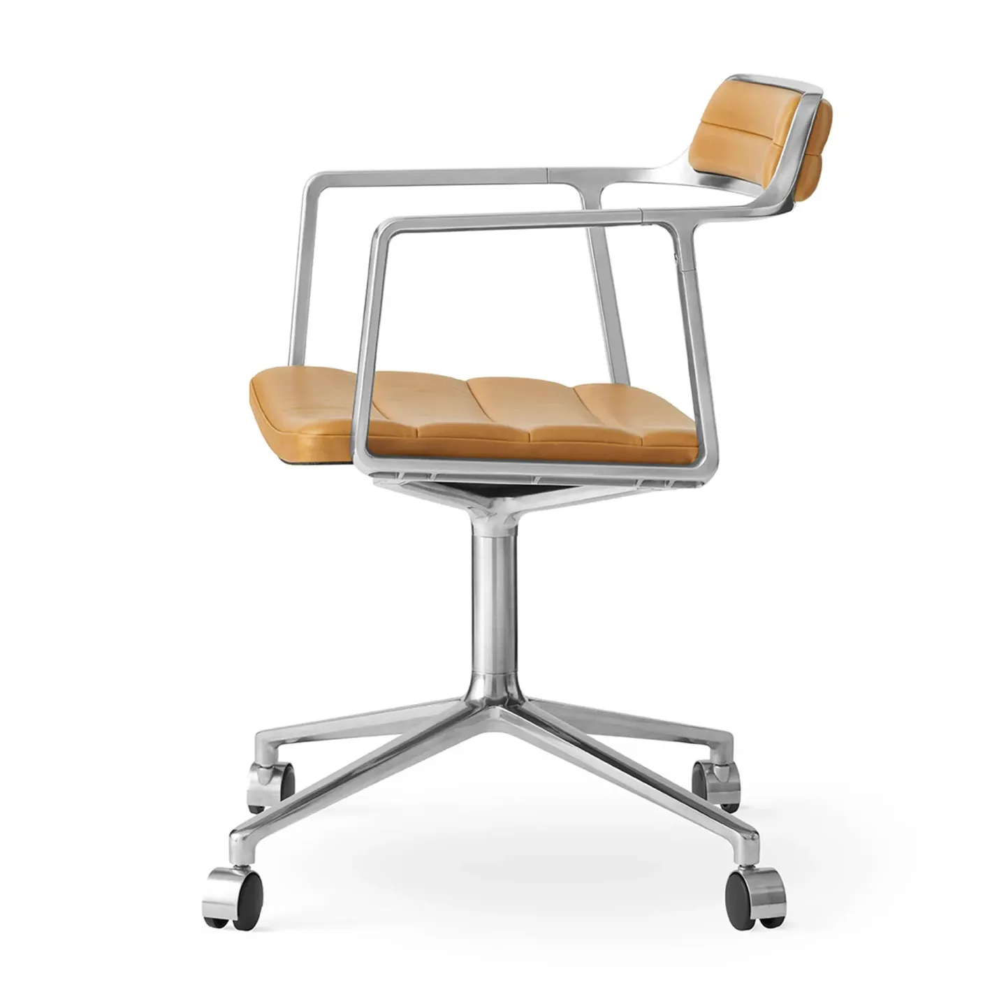 Vipp Vipp452 Swivel kontorsstol med hjul Pol. aluminium-sand leather