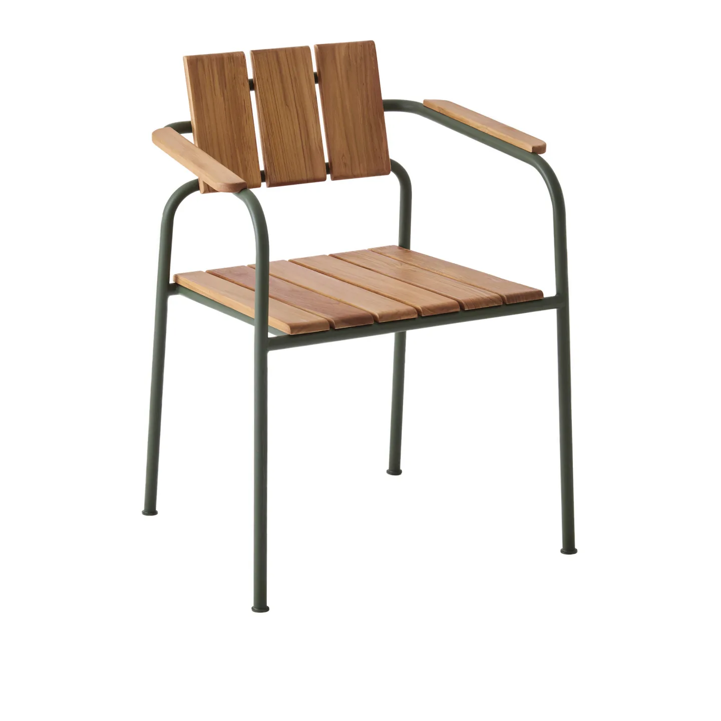 A Huseby - Kallio Outdoor Dining Chair with Armrests Green - Matstolar utomhus - Sami Kallio - Grön - Metall/Trä