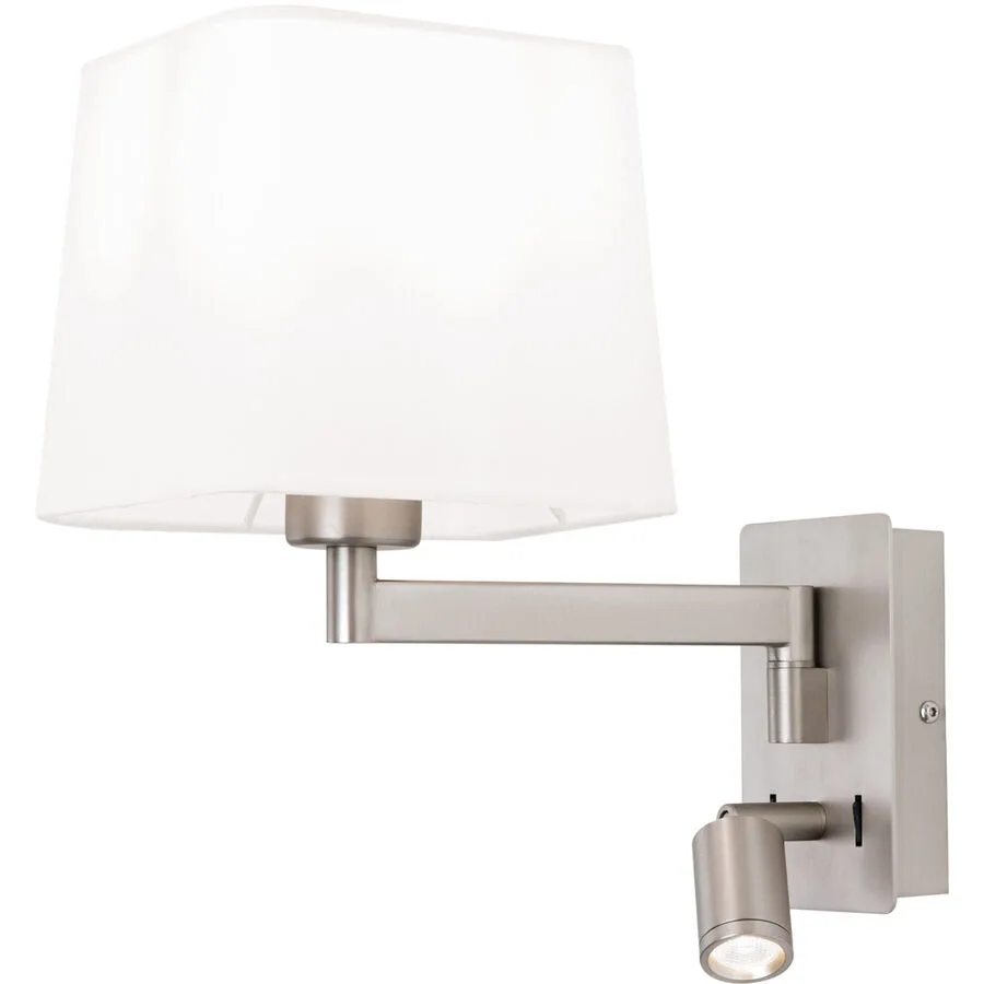 Wandlampe Carlton Grau Stahl 27.5 cm - Farbe: Nickel satiniert - Lichtfarbe: Warmweiss