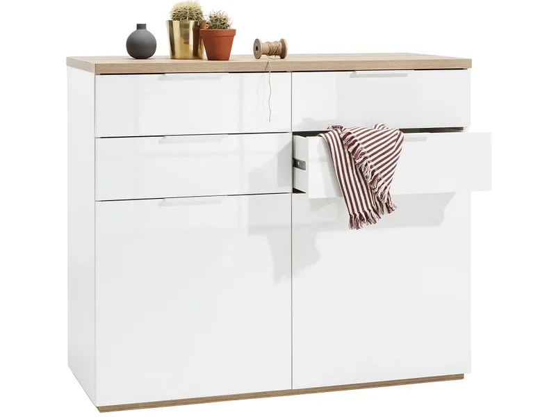 Kommode MUNDI 2 Türen 4 Schubladen 50x119.6x102.3cm weiss lackiert