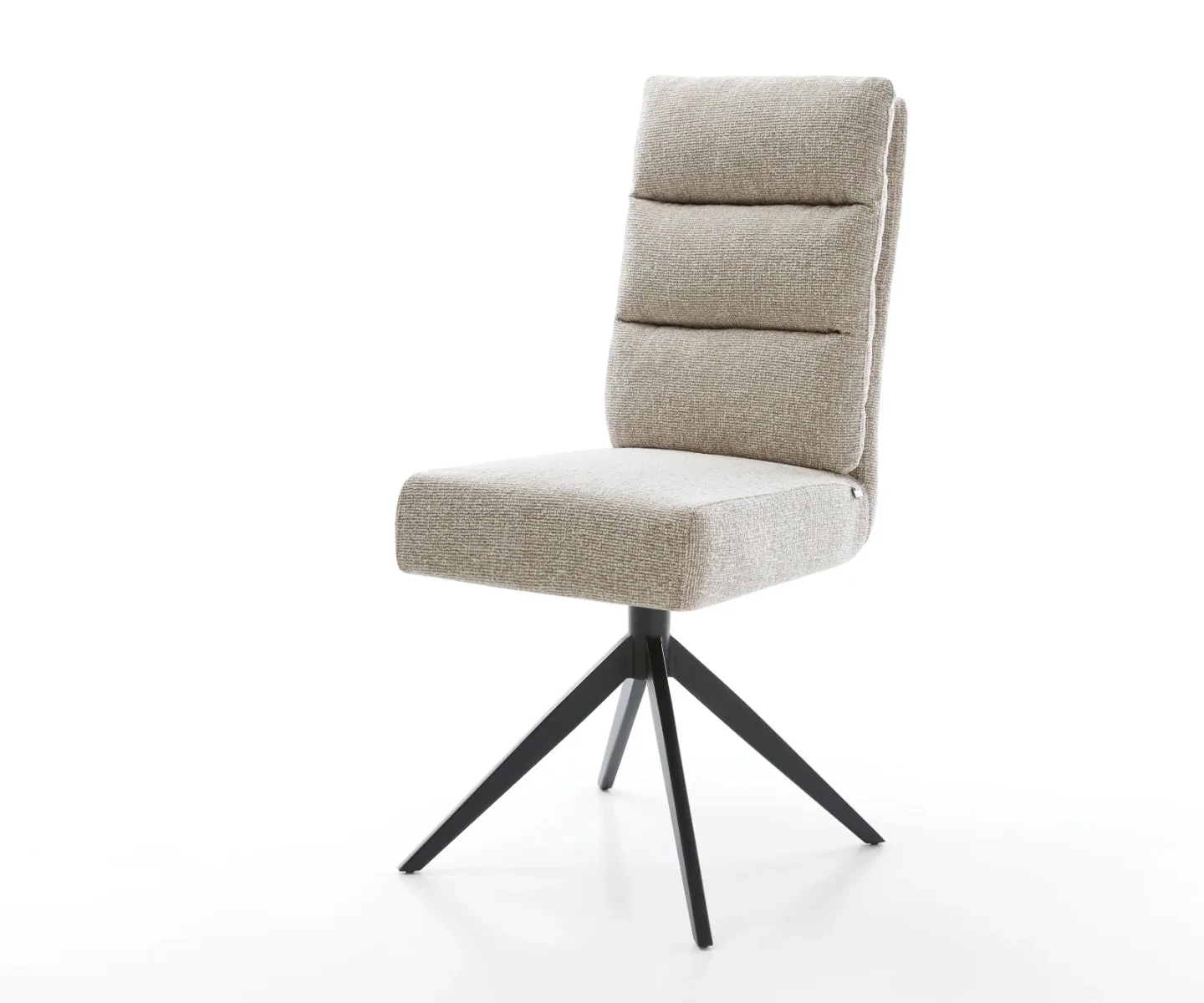 Drehstuhl Pela-Flex Webstoff Soft Beige Kreuzgestell breit Schwarz 360° drehbar Wippfunktion Taschenfederkern