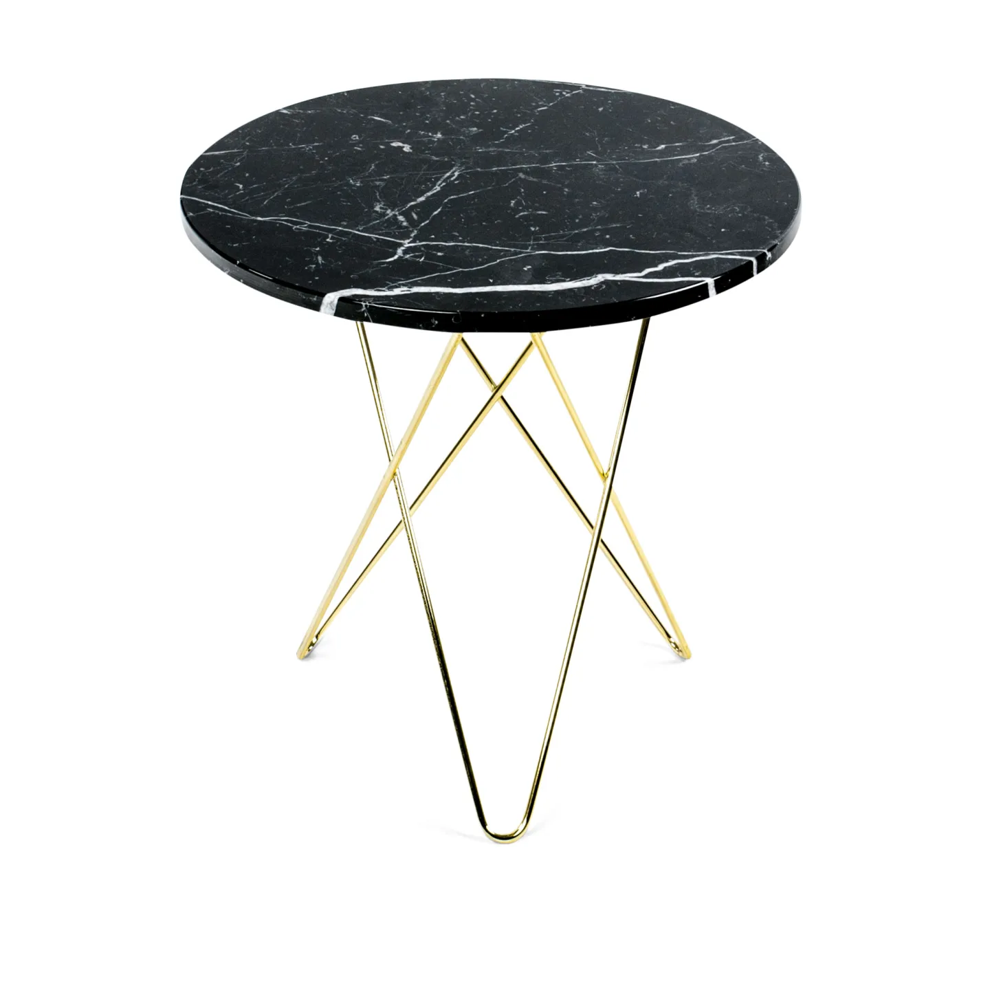 OX Denmarq - Tall Mini O Table, Brass Frame, Top: Black Marble - Sidobord - Dennis Marquart - Svart - Metall/Sten