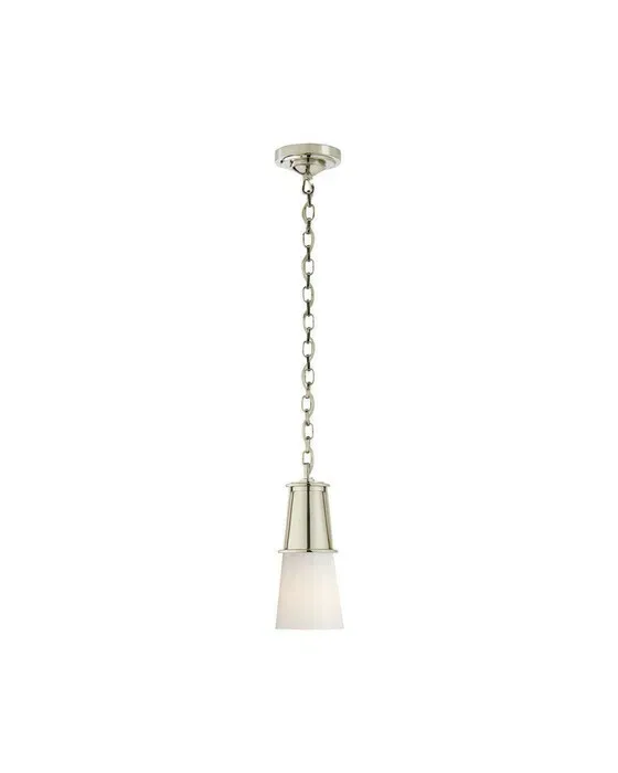 Robinson Pendant Polished Nickel/White Glass S