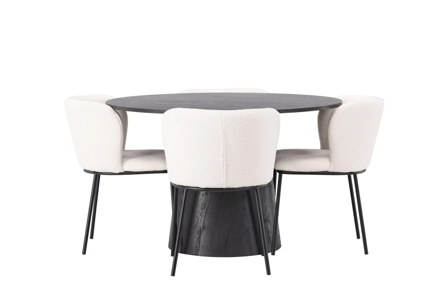 Lanzo Matgrupp 120 cm Rund med 4 Edina Stolar - Mocca