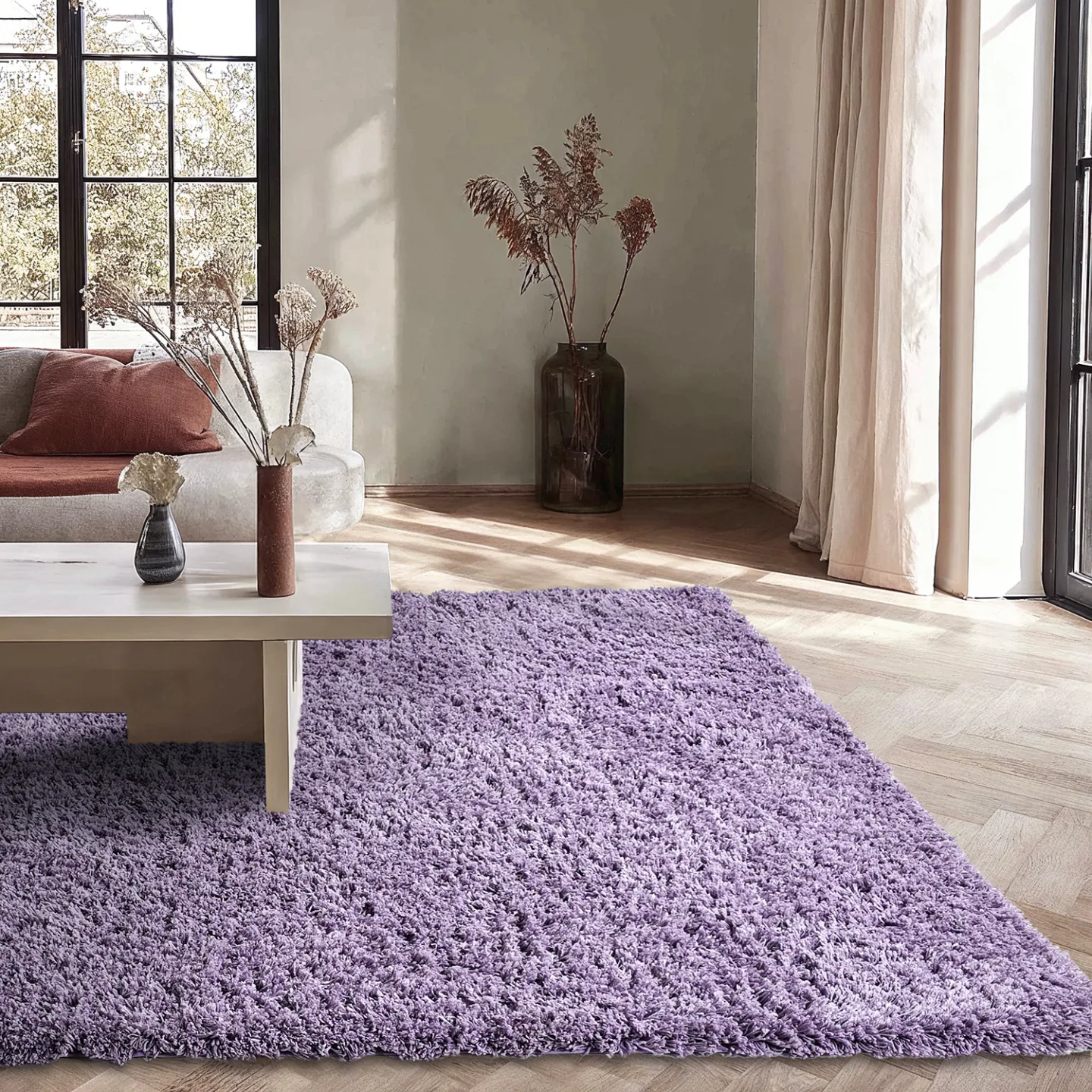 Ryetepper - Combarro Solid Cotton Shaggy (lys lilla) (Størrelse: 80 x 150 cm)