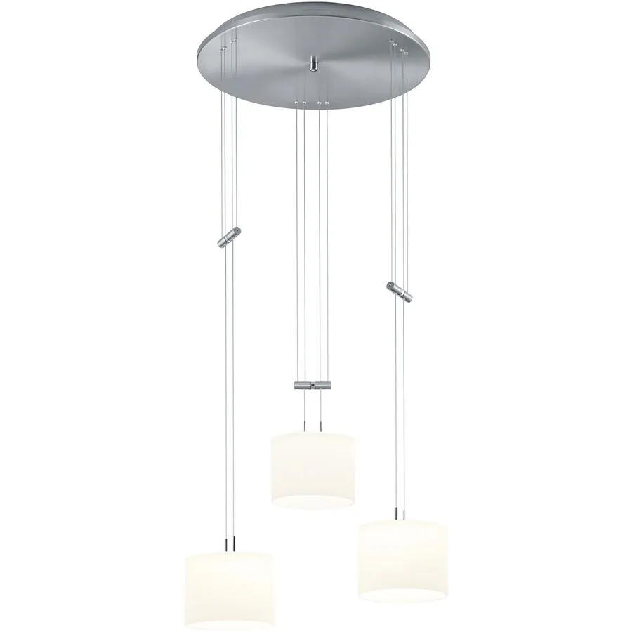 Designer-Pendellampe Bankamp Grazia Nickel matt 3-flammig dimmbar D 48 cm - Farbe: Nickel matt mit Chrom abgesetzt - LED - Lichtfarbe: Extra warmweiss