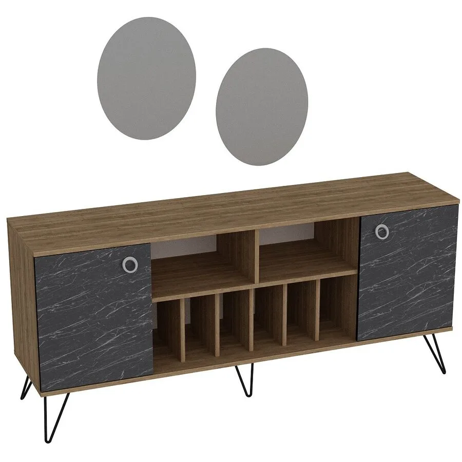 Konsole Yemek Walnuss 100% melaminharzbeschichtete Spanplatte B 180 cm H 78.6 cm