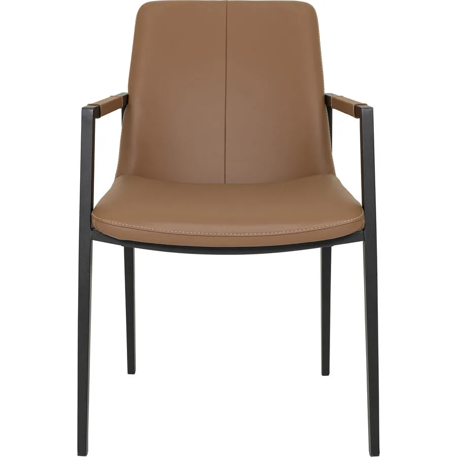 Armlehnstuhl Belma Cognac, Schwarz Leder