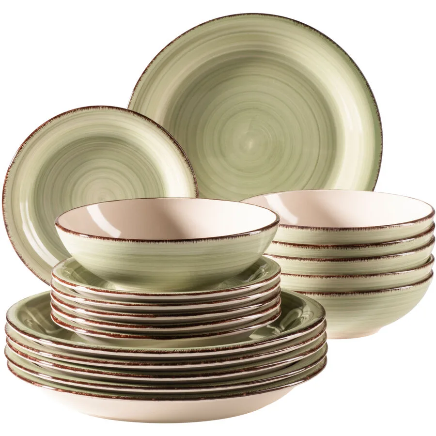 MÄSER Teller-Set Lumaca Olivgrün Steingut 18 Stk