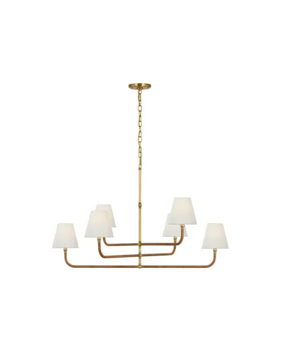 Basden Extra Large Three Tier Chandelier Brass/Natural Rattan