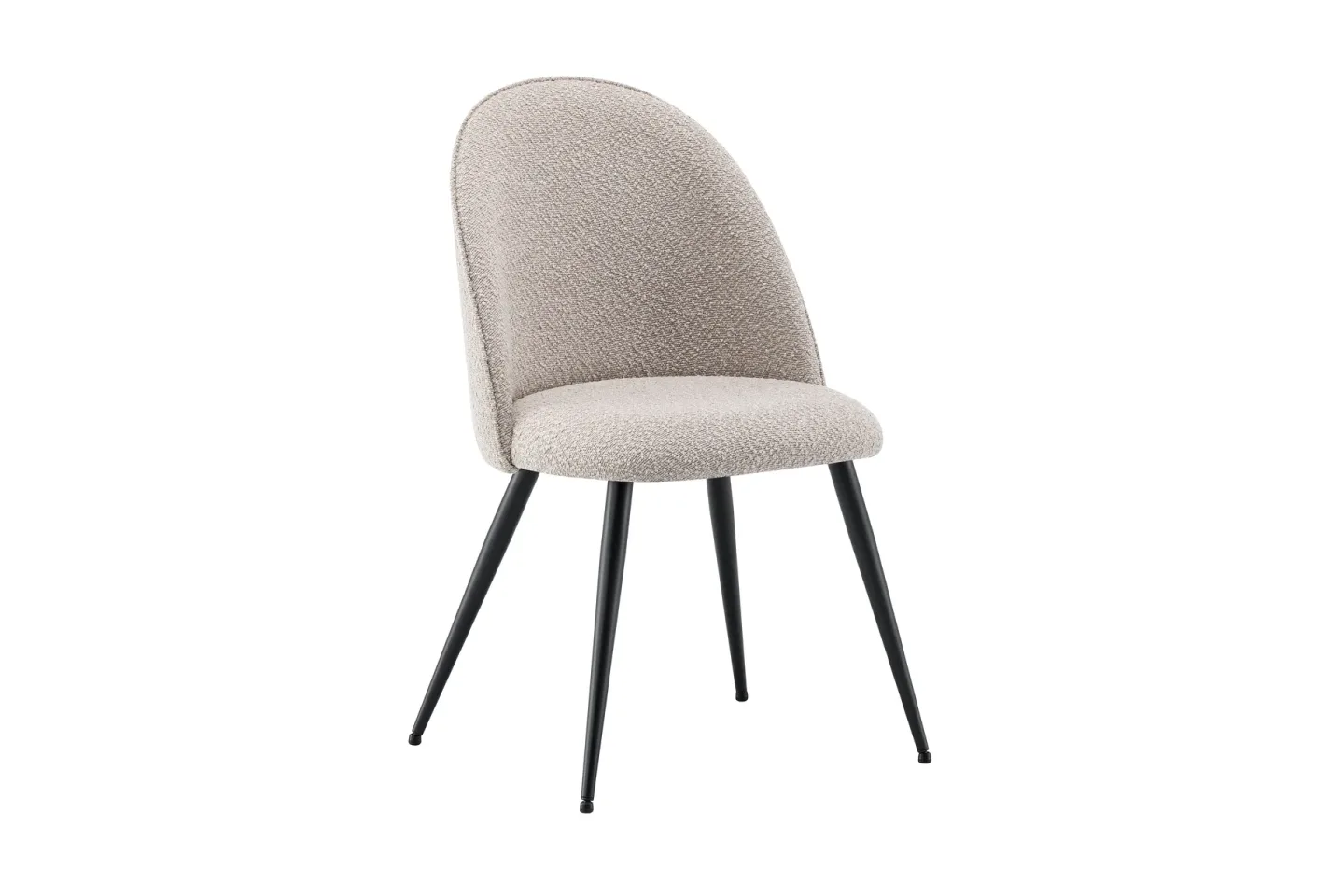 Nibe Plus Matstol & Köksstol i Bouclé med Svarta Metallben - Beige