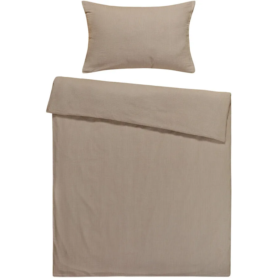 Flair Bettwäschegarnitur Seersucker Braun Stoff 160 cm - Farbe: taupe - Material: 100% Baumwolle