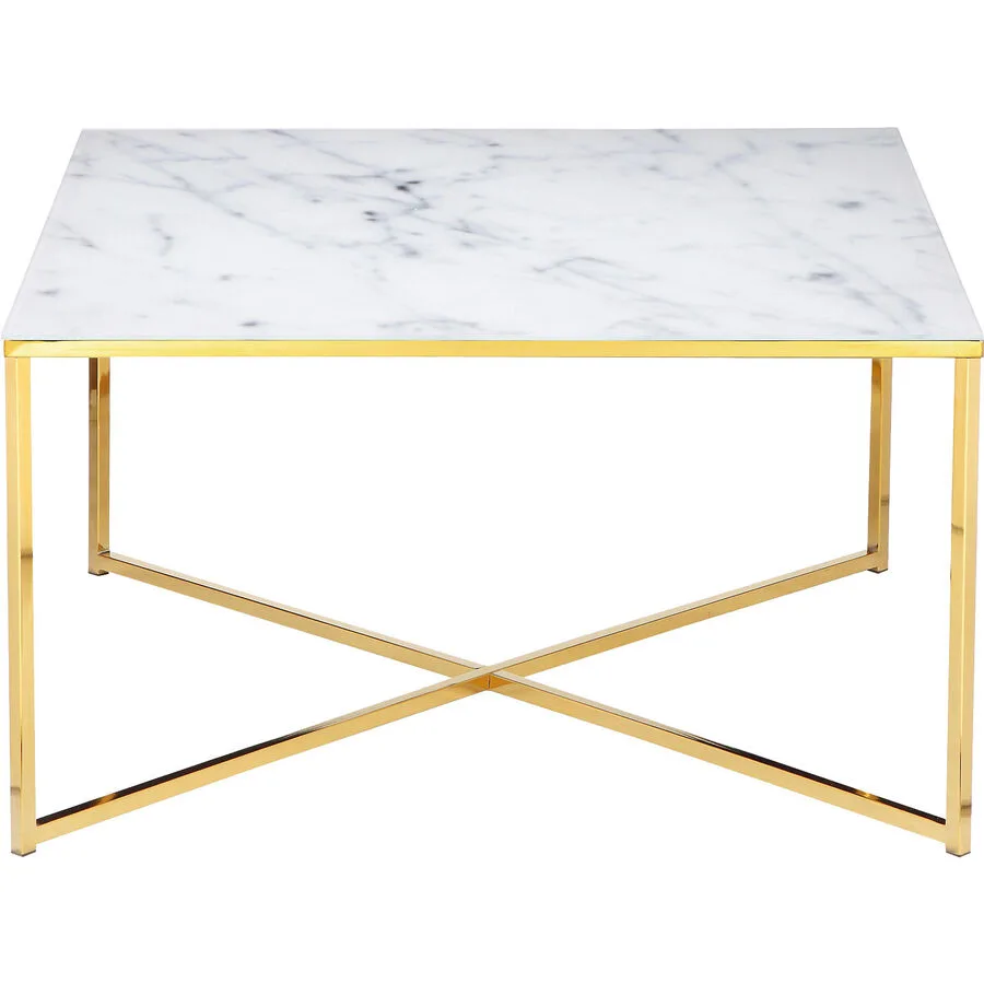 Salontisch Jael weiss, gold Glas B 80 T 80 cm