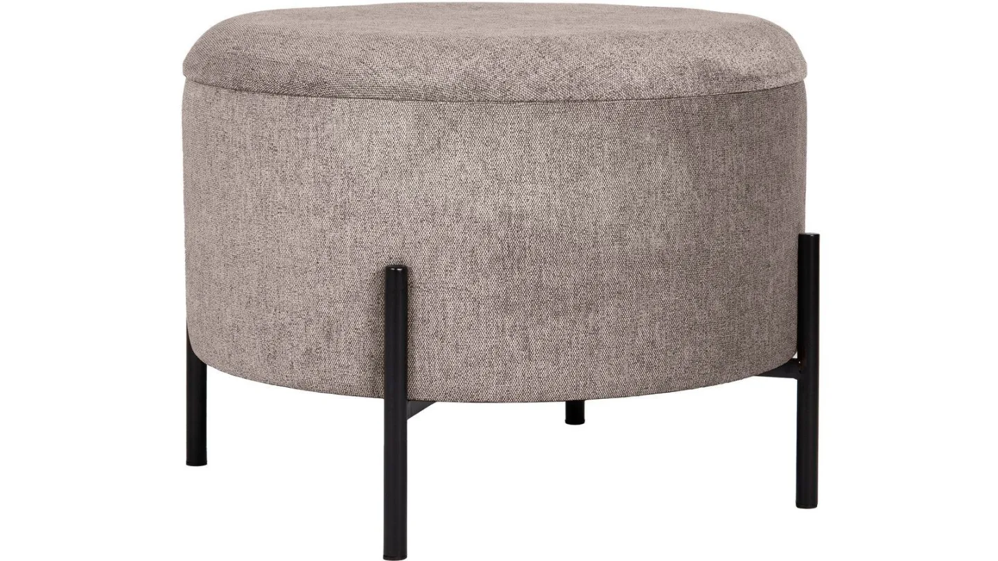 Karan Puff med förvaring 55 cm Rund - Ljusbrun