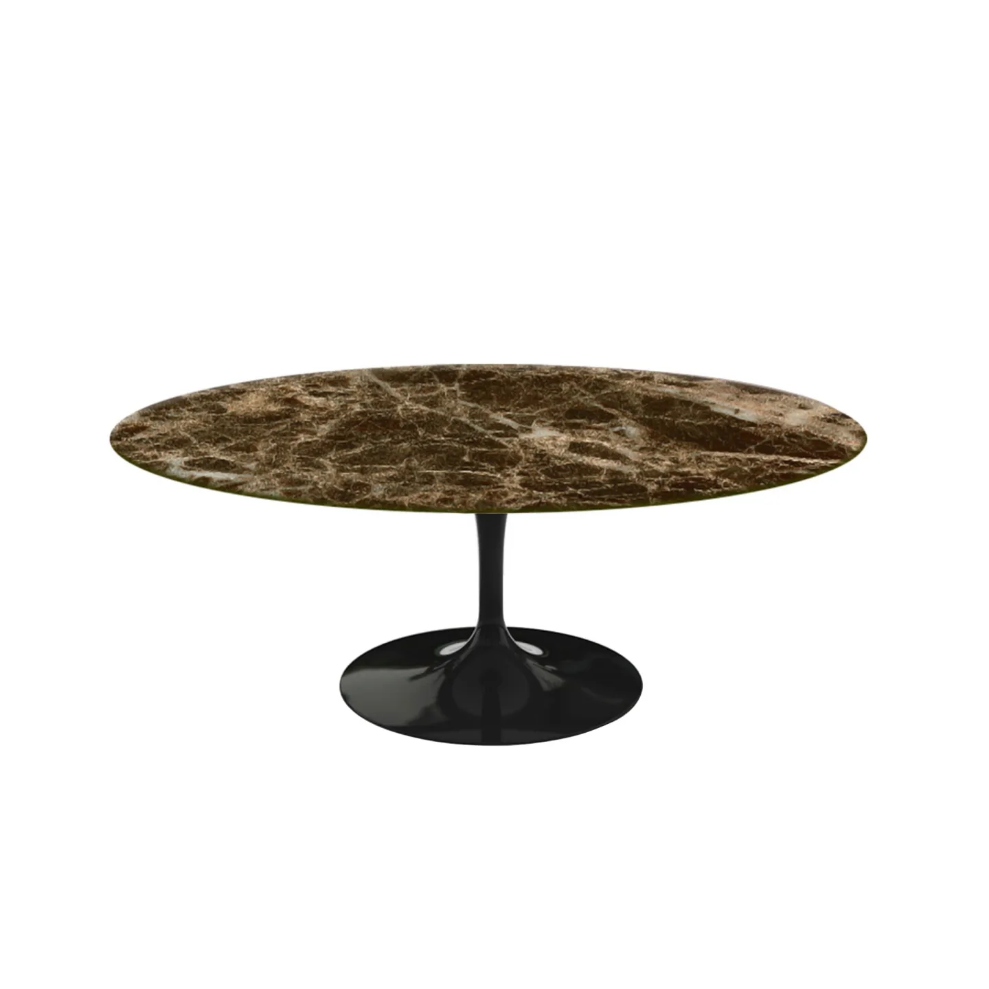 Knoll - Saarinen Oval Table - Soffbord, Svart underrede, skiva i matt brun Emperador marmor - Soffbord - Eero Saarinen - Brun - Metall/Sten