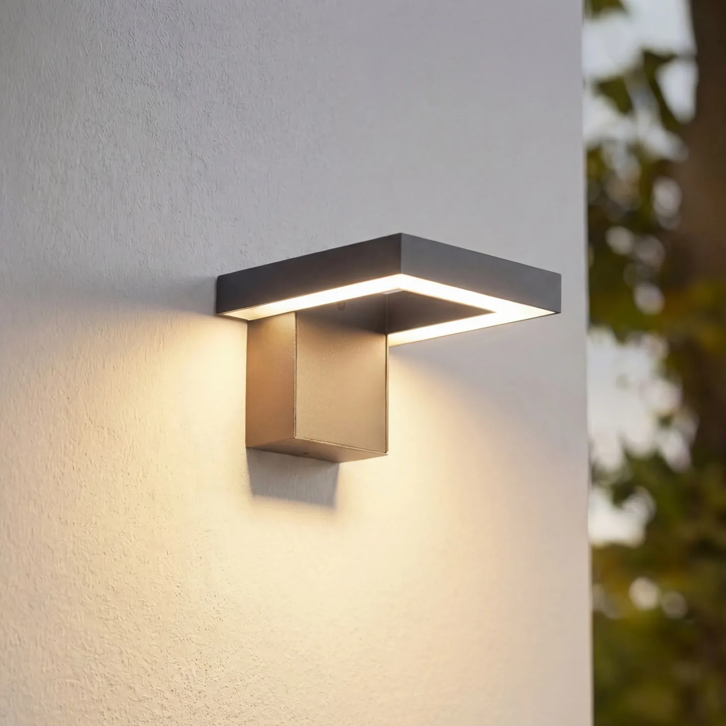 Orbin LED-Außenwandleuchte, CCT, IP54, grau, kippbar - Lindby - Terrasse - Modern - Aluminium - Eckig