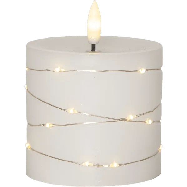 Star Trading - LED Blockljus Flamme Dew 10cm - Batteriljus - Vit