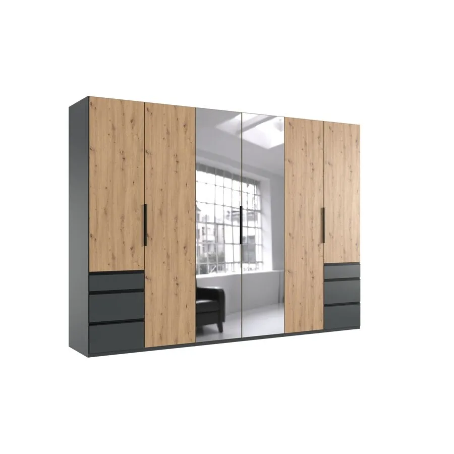Kleiderschrank Sanko graphit/Eiche Nachbildung Holzwerkstoff B 300 cm