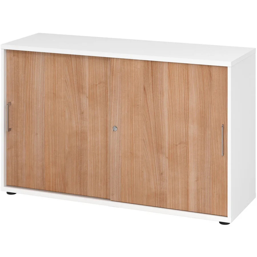 Aktenschrank Office Nussbaum Dekor, Weiss Holzwerkstoff B 120 cm H 74.8 cm
