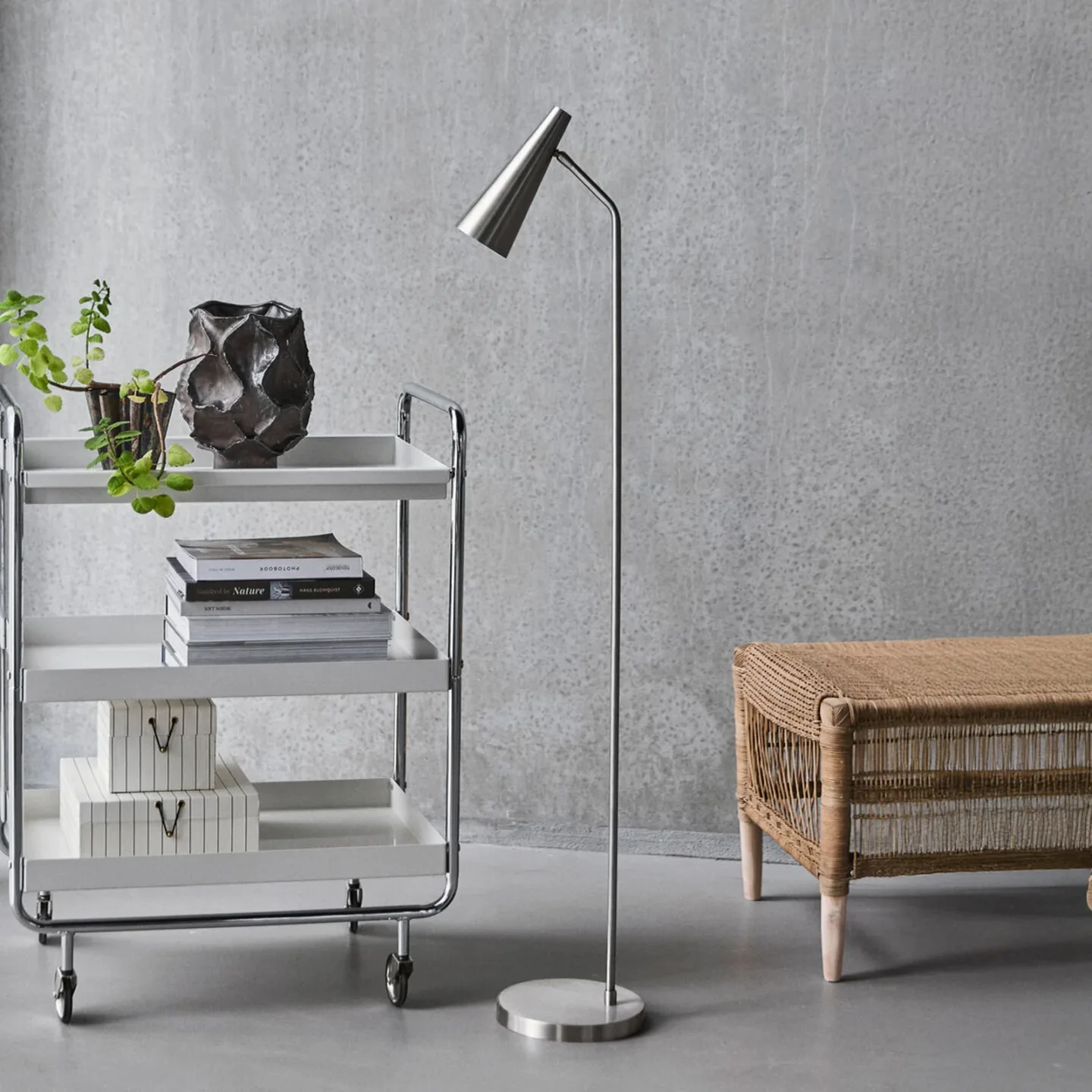 Precise gulvlampe, sølv, højde 124 cm, E14 – House Doctor - Stue - Design - Metal - Med én lyskilde
