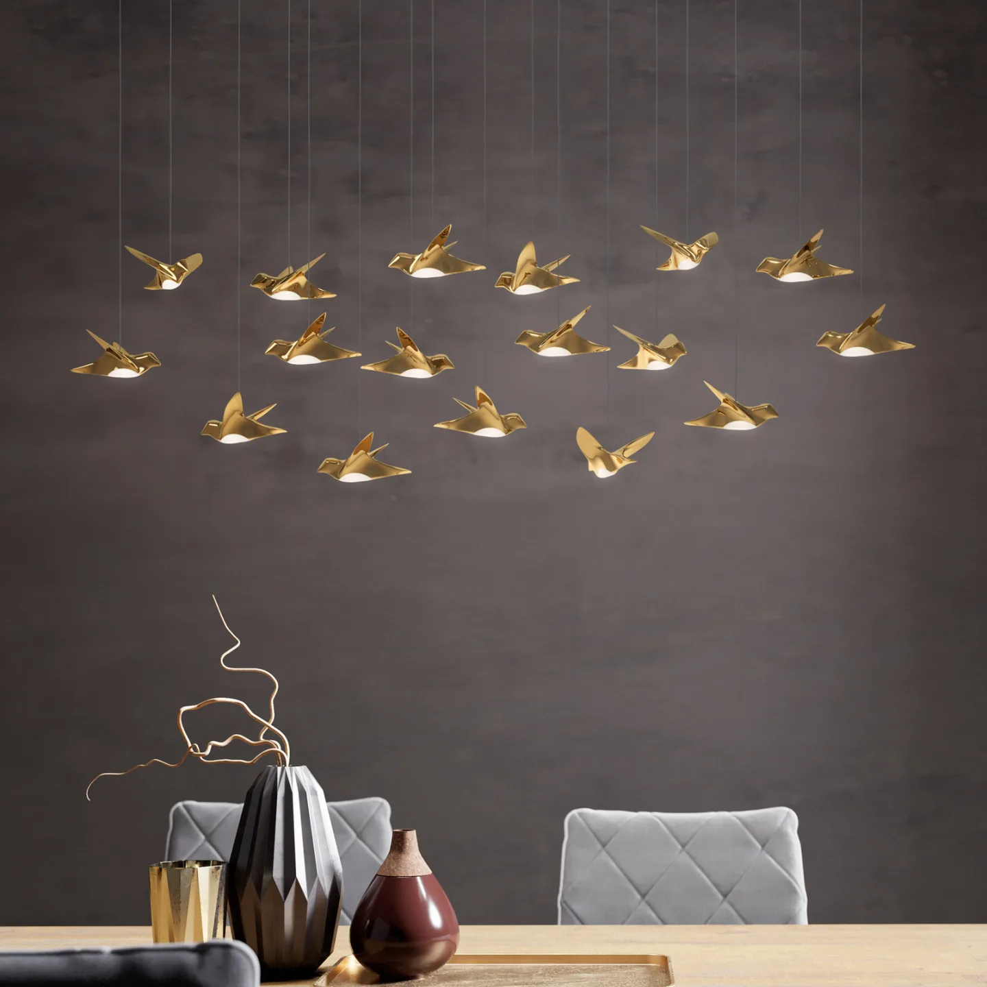 Paratebueno Hängelampe messing 17-flg - EGLO Stars Of Light - Esszimmer - Design - Metall - Mehrflammig
