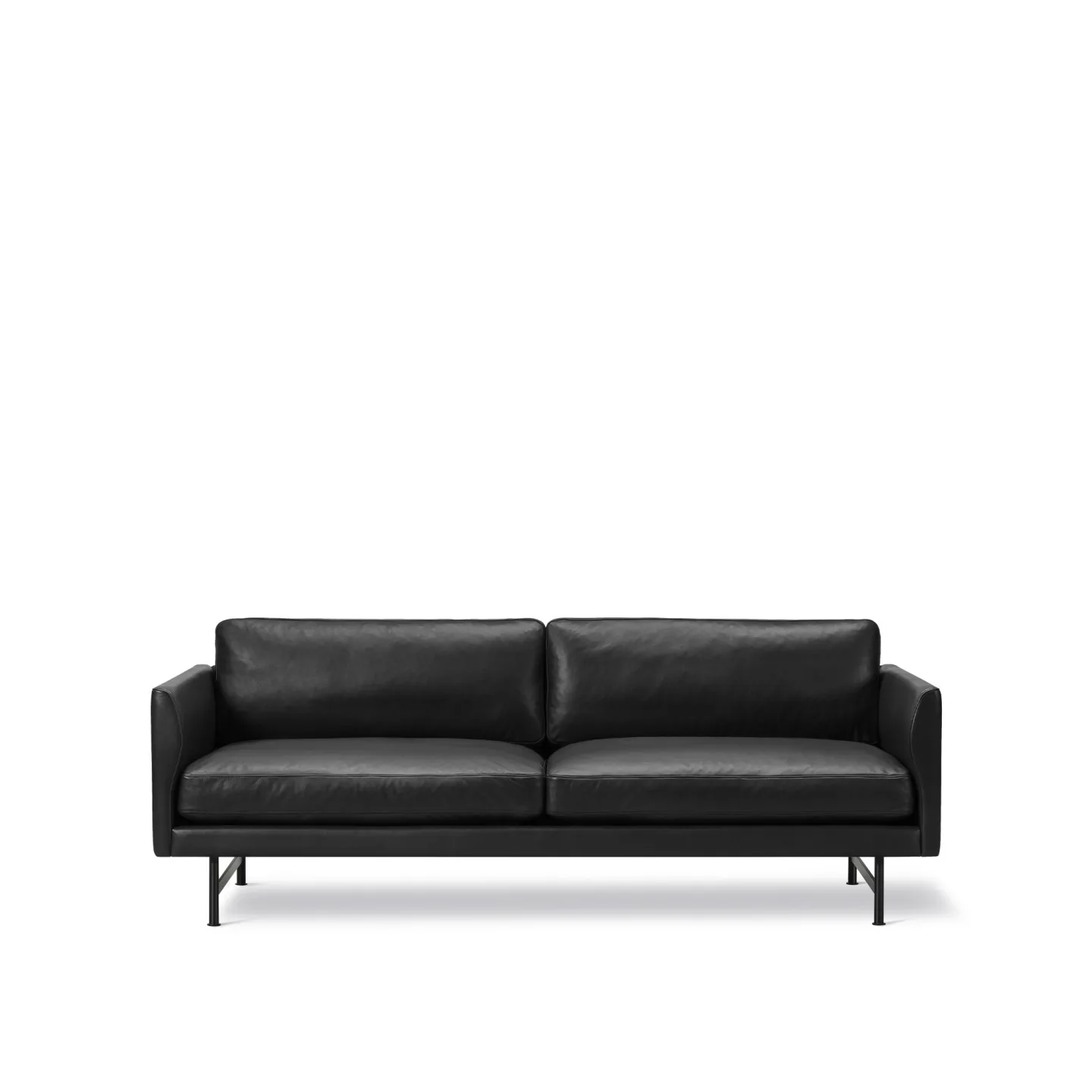 Fredericia Furniture - Calmo 2 Seater 95 Metal Base - Läder 2 - P rimo 88 Black, Black Steel - Soffor - Hugo Passos