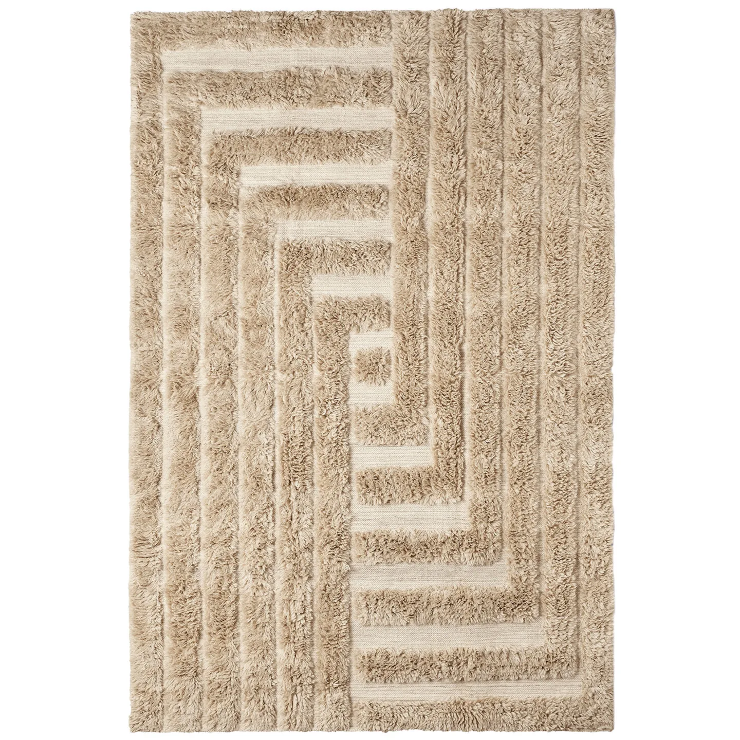 Dusty Deco - Shaggy Labyrinth Rug Beige 250x350 - Ullmattor - Edin & Lina Kjellvertz - Beige